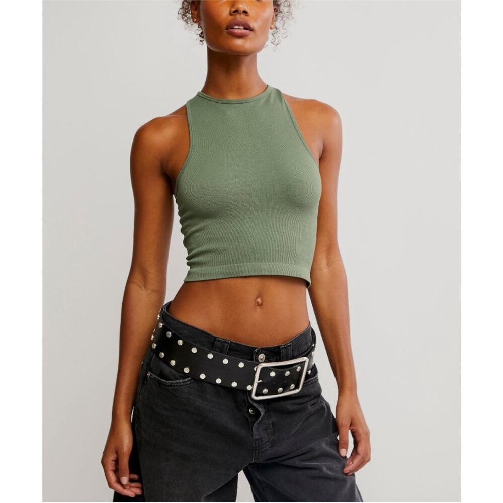 Free People Intimately Hayley Racerback Cropped Brami In Army Size L/XL NWT